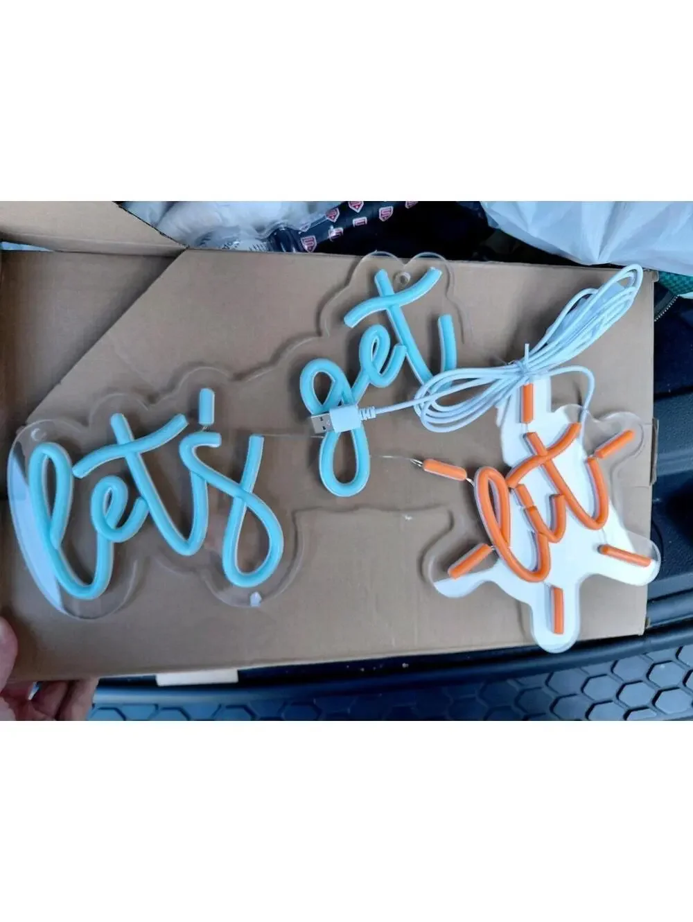 Let's get lit Neon Sign Usb Cord Party